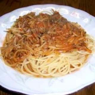 ロールキャベツの残り汁で簡単野菜スパゲッティ